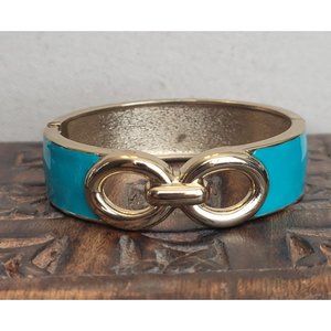Vintage Teal Enamel Clamper Bracelet